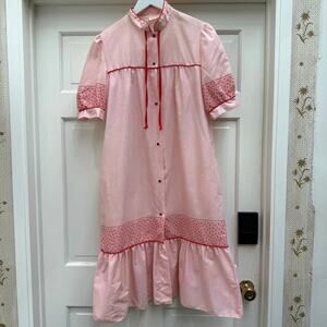 Vintage 1960s Pink Heart Nightgown Smock Valentine's Day Cutesy Spring Summer